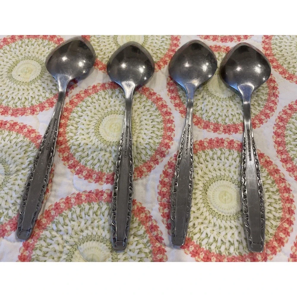 Northland‎ Oneida Love Story Stainless Flatware Soup Spoons Spoon Lot Of 4 VTG